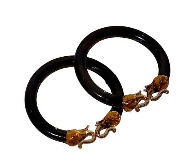 The Golden Cascade Black Color Elephant Glass Kada for Women | Fancy Design Glass Kada for Girls & Ladies (Hathi) (Black, Medium 2.6) (B0DDHK1B9Z) Amazon Price History, Amazon Price Tracker
