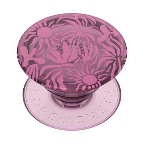 PopSockets Poignée de téléphone Transparente avec béquille Extensible, PopSockets pour téléphone, PopGrip translucide, Sava Sava Palms