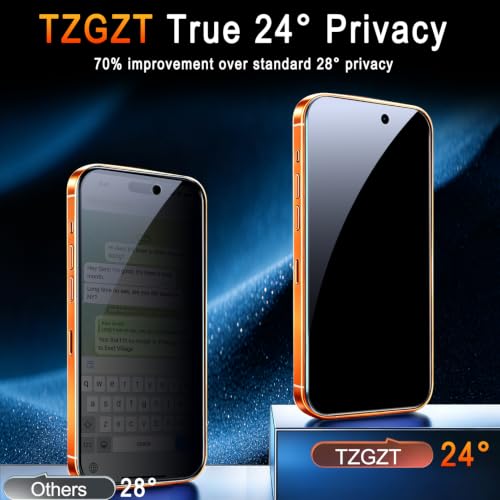TZGZT Privacy Screen Protectors for iPhone 17 Pro Max, Tempered Glass, HD - image 5