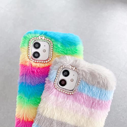 TYWZ Pluche Rainbow Case voor Samsung Galaxy S10 Plus, Girly Faux Konijnbont Pluizige Cover Stijlvolle Leuke Zachte… - Image 7