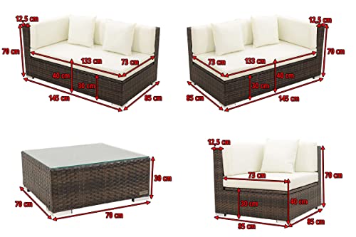 OUTFLEXX XXL Lounge Sofaset inkl. Hocker/Beistelltisch aus Polyrattan in braun marmoriert für 6 Personen, mit Polster… – Bild 6