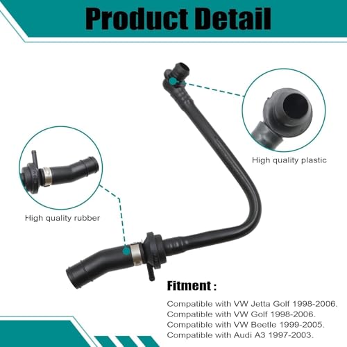 Image of SecosAutoparts Brake Booster Vacuum Hose, 1J0612041GD Compatible with VW Jetta Golf 1998-2006, Beetle 1999-2005, Compatible with Audi A3 1997-2003