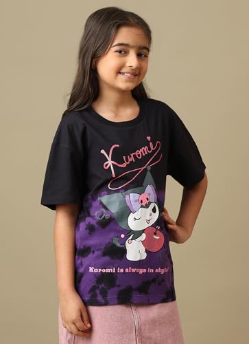 Image of Kidsville Official Hello Kitty Graphic Printed Relaxed Fit Cotton Tshirt for Girls