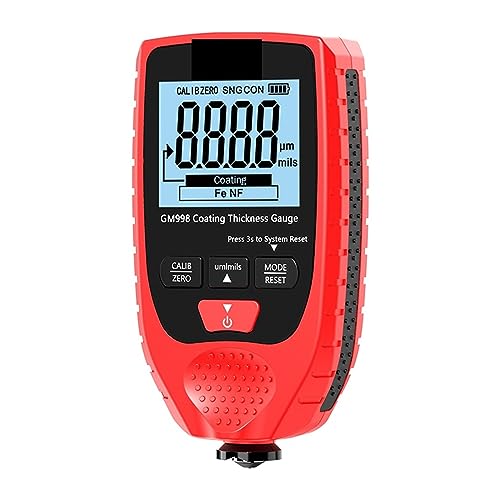 Paint Thickness Tester, GM998 Medidor de Espesor de Recubrimiento de Pintura Rojo 0-1500um sonda Fe & NFe miniatura 2