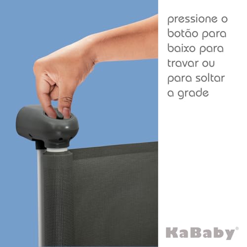 Portão Retrátil de Segurança para Bebês Cinza, Tela de PVC, Instalação Fácil