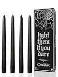 CANDWAX 10 inch Taper Black Candles Set of 4 — Dripless Tall Unscented Black Tapered Candle Sticks — Perfect for Household Decor, Dinner Centerpiece or Halloween Décor