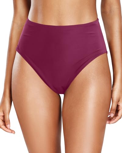 Image of Tempt Me Womens High Cut High Waisted Bikini Bottoms Tummy Control Bathing Suit Bottoms Swim Bottom Swimsuit Bottom