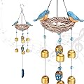 Taman Blue Bird Wind Chime - Wind Bell for Outside Indoor Resin Decorative Metal Bronze Mobile Wind Chime Memorial Sympathy Gift for Home, Outdoor, Yard, Patio,Garden Decor, 27.5"