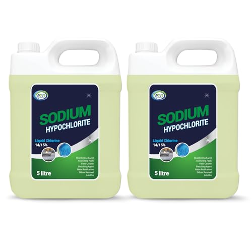 Jovs Sodium Hypochlorite 14-15% 10L– High Strength Liquid for Swimming Pools, Patios – Chlorine Chemical Cleaner for Driveways & Brick Surfaces.