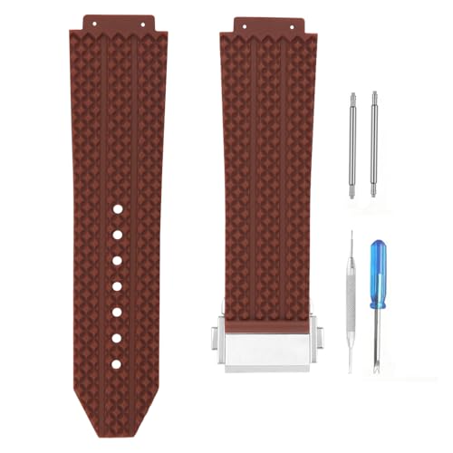 unilabo Rubber Watch Band Compatible for Hublot Big Bang 19mmx 25mmx 22mm Silicone Strap Replacement for men and women wirst watchband, Black (Brown with Buckle)