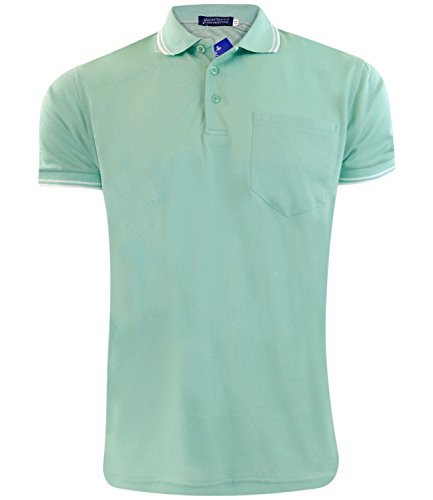 Un Branded Mens Polos Tshirt Pocket Collar Pique Tipping Buttoned Short Sleeve Regular Fit PK T Shirt Top Green Large