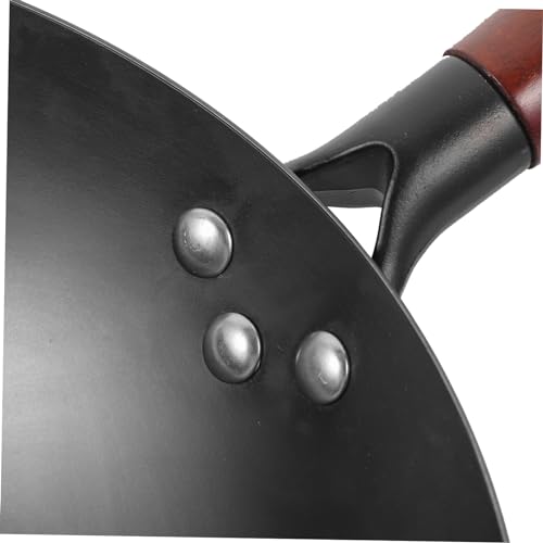 Wok tradicional de hierro con mango de madera LIFKOME miniatura 6
