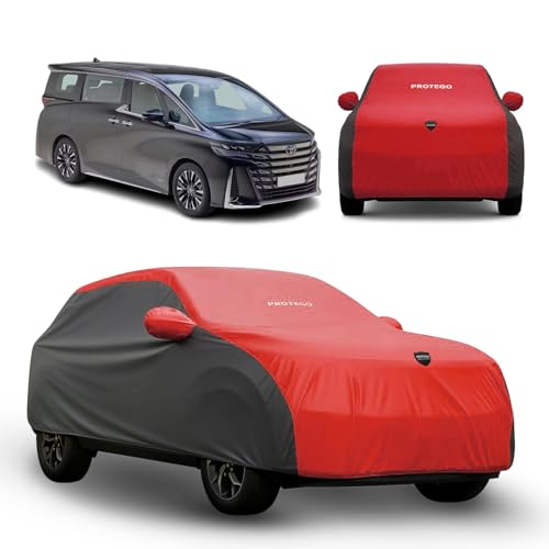 Image of PROTEGO Prime Series India's 1st Anti-Tear Car Cover for Toyota Vellfire | Heavy-Duty, Custom Fit, All Weather Protection | 100% Waterproof, Windproof & Hail Resistant | 2-Year Warranty | Red + Black