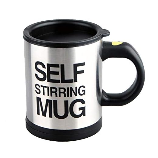 Stainless Steel Coffee Mug Self Stiring Mugs Electric Automatic Mixing Cups for Stir Coffee Milk Mix Juice Drink and Plastic 300ml 12-16 OZ (Black)