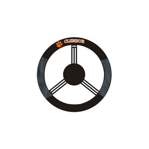 Fremont Die NCAA Clemson Tigers Poly-Suede Steering Wheel Cover, Fits Most Standard Size Steering Wheels, Black/Team Colors