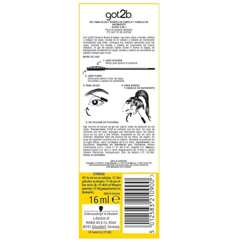 got2b Glued 4 Brows & Edges Gel 2 in 1 16ml, Screaming Hold Brow Gel, klares Augenbrauengel für langanhaltende Looks, stark haltendes Augenbrauengel got2b, vegane Formel*, natürlich gewonnene