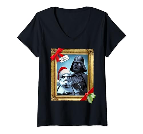 T-shirt Star Wars Sithmas pour femme avec col en V noir
