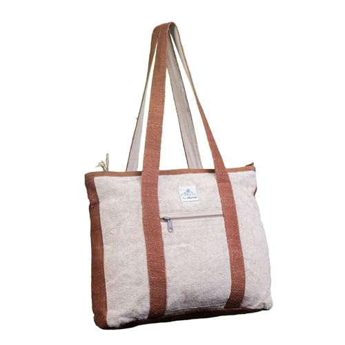TruHemp Hemp Tote Bag, Brown, 15L, Dual Compartments
