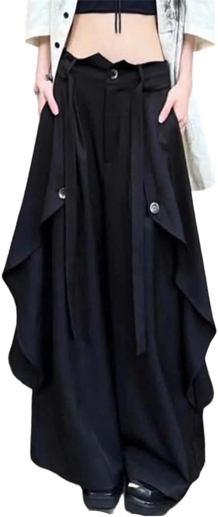 Women's Gothic Irregular Stitching Skirt Pants Japanese Samurai Style Unisex Valentines Pants