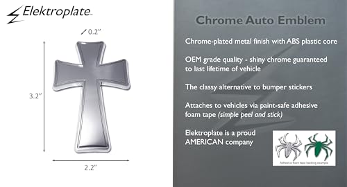 Image of Elektroplate Tapered Cross OEM Chrome Emblem for Cars, Trucks, and All Auto | Universal Fit at 3.2 inch x 2.2 inch | Weatherproof