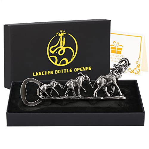 LKKCHER Cadeau pour Femme Homme, Décapsuleur de Bière Éléphant, Ouvre-Bouteilles, Épouse Mari Petite Amie Petit Ami Maman Papa Nouvelle Maison Famille Fête D'Anniversaire Mariage Joli Cadeau Fantaisie Cover