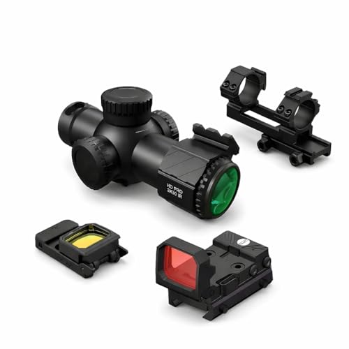 Combo of 2-3X30 Tactical Rifle Scope Red Reticle Riflescope Outdoor Sport Hunting Optics Shooting Sight Full Length 127MM & 25.4mm 30mm Aluminum Scope Ring Mount Hunting Accessories