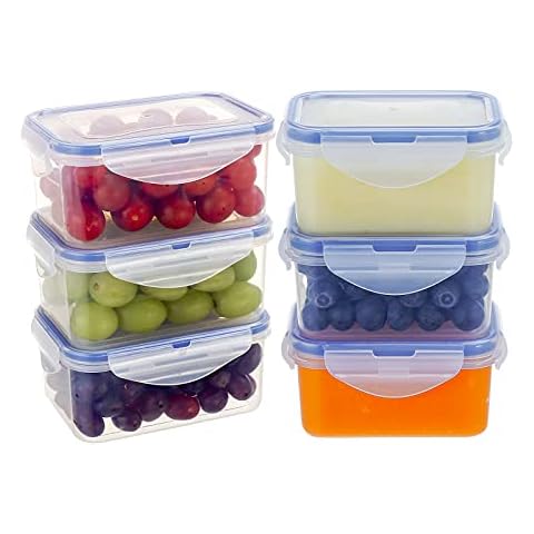 EASYLOCK 6 Pack 180ML Small Food Containers with Lids Airtight Plastic Meal Prep Containers Mini Food Pots BPA Free Cover