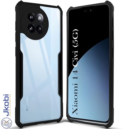 Image of Jkobi Back Cover Case for Xiaomi 14 Civi 5G (Shockproof with Polycarbonate Clear Panel | Professional Black)