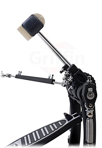 GRIFFIN Double Bass Drum Pedal (Quick-Kick Series) – Heavy-Duty Foot Board Set, Twin Chain with Quad Beaters for Rock & Metal Drumming