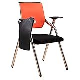 Konferenzstuhl for Unternehmen Klappstuhl Mit Schreibtafel Stuhl Mit Rückenlehne for Ausbildungseinrichtungen Stuhlbeine Aus Hochfestem Stahl (Color : Orange, S : 49x57x90cm)