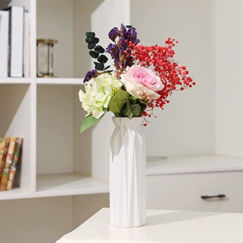 Porcelain Vases,Vases for Flowers,Vase for Pampas,Vase Ceramic,Vase White,Vase Ceramic Set,Modern Vase,Living Room, Bedroom and Mantel,18cm Tall (A) - Image 2