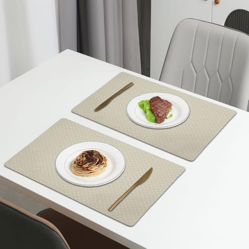 Image of Amazon Brand - Umi PVC Vinyl Foam Design Placemat STPG127 | Heat Resistant, Wipe Clean, Anti-Skid Table Mats for Dining Table, Kitchen & Home Decor (30x45 CM Cream Set of 2)