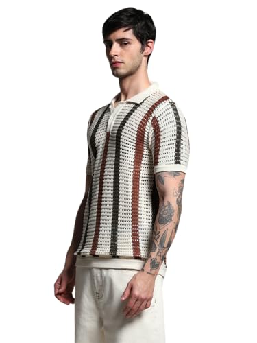 Image of Jack & Jones Men Self Design Polo Collar Cotton T-Shirt