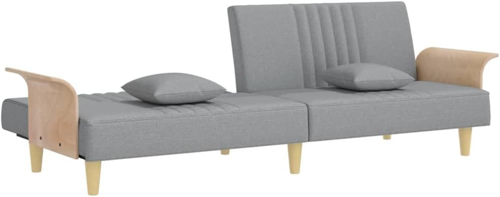 Sofa Bed Light Grey Fabric (100% Polyester) Living Room Furniture