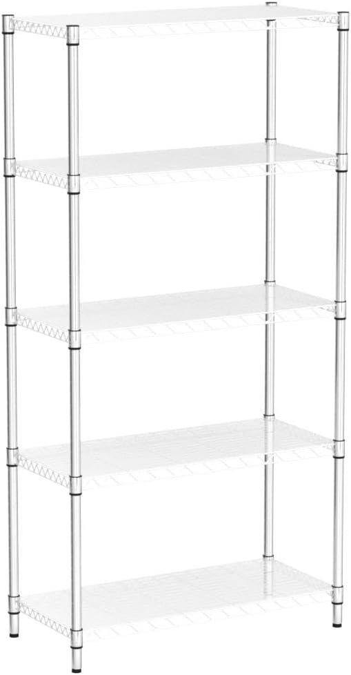 EFINE Chrome 5-Shelf Shelving Unit with Shelf Liners Set of 5, Adjustable, Steel Wire Shelves, 150lbs Loading Capacity Per Shelf, Shelving Units and Storage for Kitchen and Garage (30W x 14D x 60H)