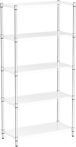 Miniatura 5 de EFINE Estantería cromada de 5 estantes con forros para estantes juego de 5 estantes de alambre de acero capacidad de carga de 150 libras por estante