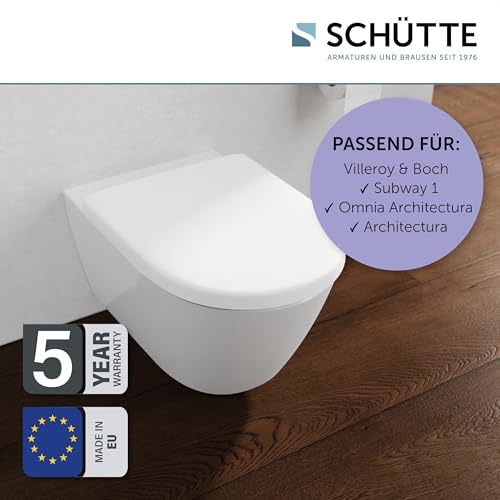 SCHÜTTE WC-Sitz passend zu Villeroy & Boch Subway 1, Omnia Architectura, Architectura, mit Absenkautomatik made in EU, Abnehmbarer Klodeckel aus bruchsicherem Duroplast, Toilettendeckel bis 250kg
