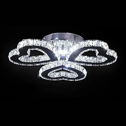 Lampadario di cristallo, moderna lampada da soffitto a incasso, in acciaio inox, a LED, per sala da pranzo e soggiorno (3 anelli a forma di cuore bianco freddo)