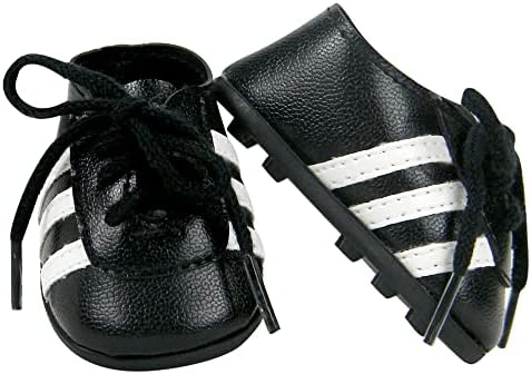 Sophia's Classic Faux Leather Football Soccer Cleat Shoes with White Striped Accents & Realistic Shoelaces for 18” Dolls, Fuchsia image 2