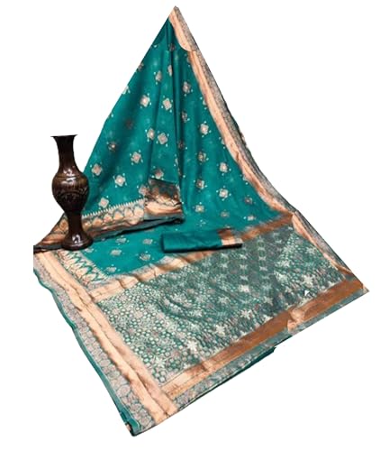 Jolly Wedding Silk Festive Saree Woven Gold Heavy Zari -Green Buti