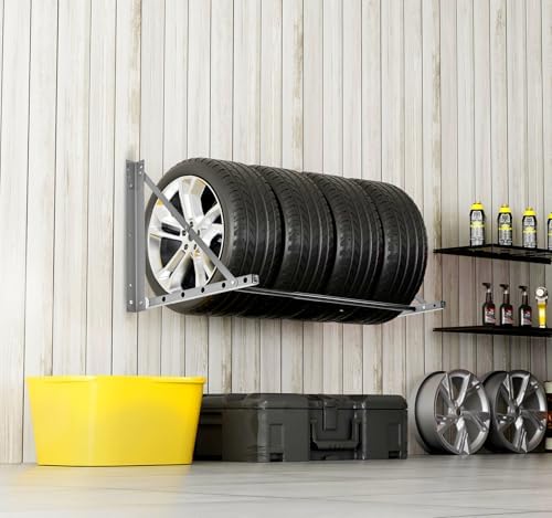 VEVOR Wall Mounted Folding Tire Rack, 32" - 48" Adjustable Tire Rack, Q235 Heavy-Duty Steel Tire Storage Rack for R14-R20 inch Standard Tires, Max 300lbs Load Capacity for Garage Workshop Repair Shop — view 7