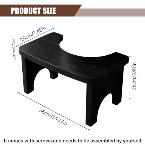 GOEDCH Ergonomischer WC-Hocker mit Natürlichem Design: 37 x 20 x 17 cm Stabiler Bambus Toilettenhocker für Erwachsene, Gesunder und Tragbarer Klohocker, rutschfeste Sitzhaltungshilfe bei Verstopfung