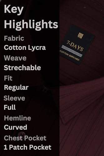 Image of 7-DAYS Premium Men's Formal Shirts - Cotton, Self-Design, Full Sleeve, Regular Fit, with Pocket, Stylish Office Shirts for Men