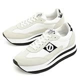 NO NAME ノーネーム レディース スニーカー ローカット レースアップ 厚底 ボリュームソール FLEX フレックス 00101W WHITE ホワイト BLACK ブラック (WHITE(ホワイト), 日本の靴のサイズ寸法, 大人, 数値, 23.5 cm)