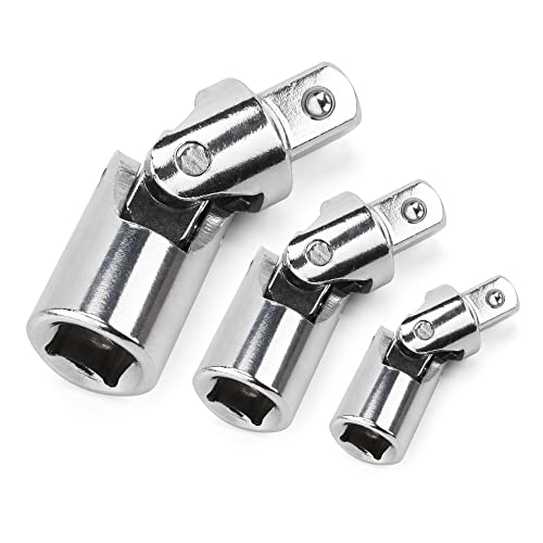 Silatu Universal Joint Socket Set - 3 Pieces Swivel Sockets 1/2 3/8 1/4 Inch Drive, Cr-V Universal Joint Socket #TOP6