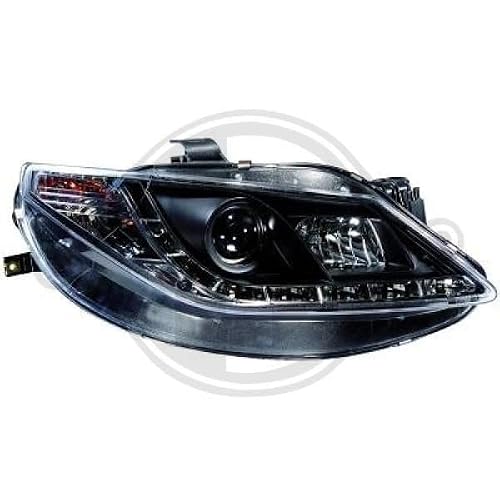Image of LHD Projector Headlights Pair LED Dragon DRL Lights Clear Black Seat Ibiza 08-12
