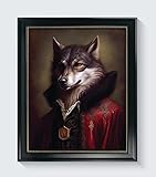 Wolf Vampire Gothic Art Print Poster, Goth Wall Art Painting Decor, Gothic Artwork Decoration for Bedroom, Living Room Art. (Wolf Vampire, 11x14 inches (Unframed))