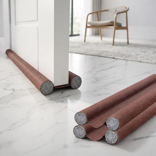 Image of Door Draft Stopper PVC Size 36Inch | Under Door Dust & Noise Blocker | Cold & Heat Insulation Strip | Door Gap Sealer for Home Doors & Windows | Easy Install | Brown | Pack of 2