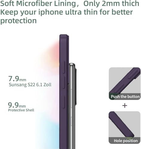 Image of DIZORO Liquid Silicone Case with Microfiber Cushioning Compatible for Samsung Galaxy S22 5G Shockproof Slim Back Cover, Gel Rubber Full Body Protection (Deep Purple)
