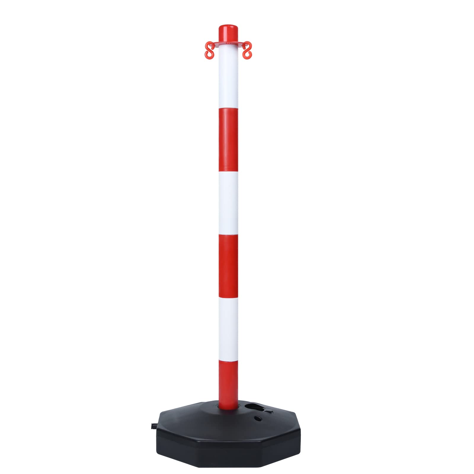 Juego de postes de cadena 82x28x28 cm Barrera de Aparcamiento con 4 soportes de demarcación y barreras de cadenas de eslabones de 1,4 m para advertencia en la entrada garaje puerta - rojo